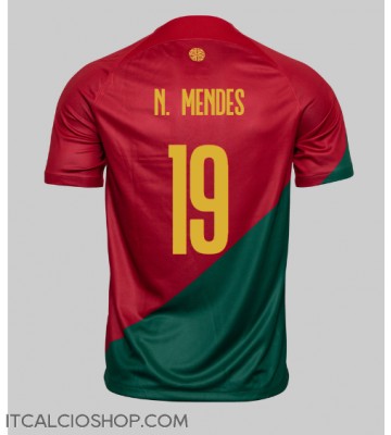 Portogallo Nuno Mendes #19 Prima Maglia Mondiali 2022 Manica Corta